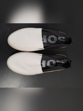 Sorel White & Black Espadrille Slingback Flats Size 8.5